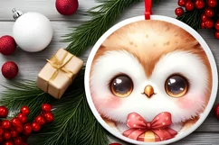 Winter Baby Owl with Gift Box Sublimation PNG Product Image 2