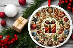 Round Christmas Ornament Sublimation|Clipart Product Image 1