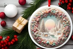 Pastel Christmas Candy Scene Sublimation PNG Product Image 2