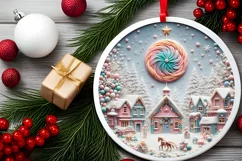 Pastel Christmas Candy Scene Sublimation PNG Product Image 2