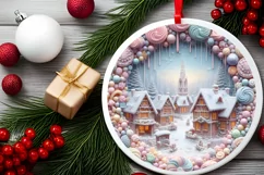Pastel Christmas Candy Scene Sublimation PNG Product Image 2