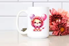 Colorful Baby Lion with Balloons | Sublimation | Clipart Product Image 2