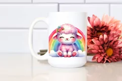 Smiling Baby Lamb on Rainbow PNG Product Image 2