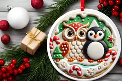 Round Christmas Ornament Sublimation|Clipart Product Image 1
