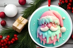 Pastel Christmas Santa with Depth Sublimation PNG Product Image 2