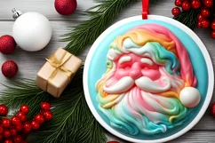 Pastel Christmas Santa with Depth Sublimation PNG Product Image 2