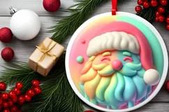 Pastel Christmas Santa with Depth Sublimation PNG Product Image 2