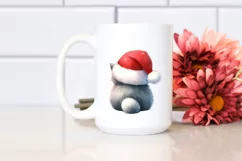 Cute Watercolor Cat with Christmas Decorations PNG Product Image 2