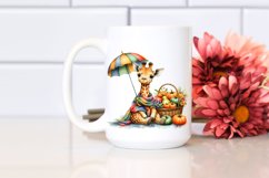 Baby Giraffe with Autumn Vegetables | Watercolor Clipart Product Image 2