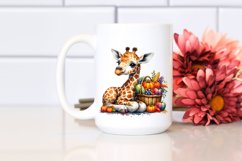Baby Giraffe with Autumn Vegetables | Watercolor Clipart Product Image 2
