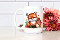 Baby Fox Sitting with Barn | Watercolor Clipart Product Image 2