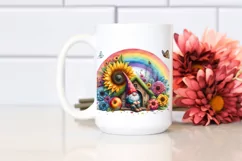 Gnome House with Sunflower and Rainbow | Watercolor Clipart Product Image 2