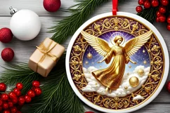Round Christmas Ornament Sublimation|Clipart Product Image 1