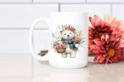 Detailed Watercolor Boho Cute Baby Polar Bear with Rose Product Image 2