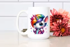 Cute Unicorn Jumping with Cool Haircut, Transparent PNG Product Image 2