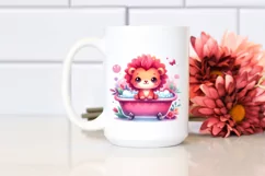 Vibrant Pink-ish Cute Baby Lion Bathtub Product Image 2