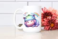 Colorful Watercolor Baby Hippo Sleeping | Sublimation | Product Image 2