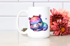 Colorful Watercolor Baby Hippo Sleeping | Sublimation | Product Image 2