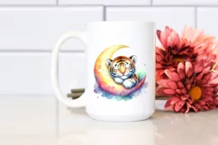 Colorful Baby Tiger Moon Clipart Product Image 2