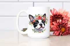 Watercolor Boston Terrier Wreath Clipart Product Image 2
