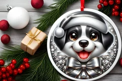Shiny Puppy Face Round Ornament Sublimation PNG Product Image 2