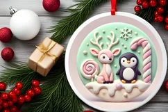 Round Christmas Ornament Sublimation|Clipart Product Image 1
