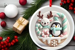 Round Christmas Ornament Sublimation|Clipart Product Image 1