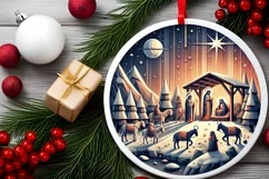 Round Christmas Ornament Sublimation|Clipart Product Image 1