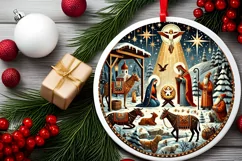 Round Christmas Ornament Sublimation|Clipart Product Image 1