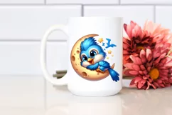 Crazy Baby Blue Jay Cartoon Clipart Product Image 2