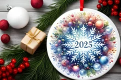 Round Christmas Ornament Sublimation|Clipart Product Image 2