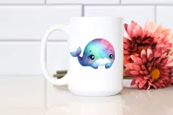 Smiling Watercolor Baby Whale | Sublimation | Clipart Product Image 2