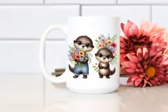 Caricature-Like Otter Flower Bouquet | Clipart Product Image 2