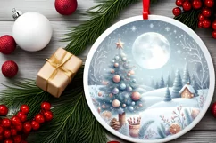 Pastell Watercolor Christmass Scene Snowy Nights PNG Product Image 2