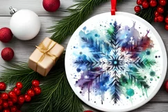 Snow Flake Christmas Round Cute Ornament Sublimation Product Image 1