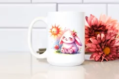 Colorful Baby Bunny Pinkish Sitting Sun | Sublimation | Product Image 2