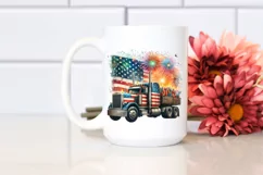 Festive Fireworks with USA Flag | Sublimation Clipart Product Image 2