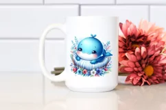 Colorful Watercolor Baby Whale Sleeping Cradle | Sublimation Product Image 2