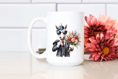 Unicorn in Sunglasses Holding Flower Bouquet | Clipart Product Image 2