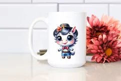 Watercolor Baby Unicorn with Hat and Flower Product Image 2