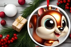 Shiny Christmas Squirrel Ornament Sublimation PNG Product Image 2