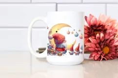 Cute Santa with Gnomes on a Moon PNG Product Image 2