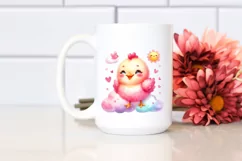Watercolor Baby Chicken Smiling Cloud Clipart Product Image 2