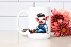 Cute Baby Pig Watercolor PNG Product Image 2