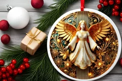 Round Christmas Ornament Sublimation|Clipart Product Image 2
