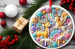 Round Christmas Ornament Sublimation|Clipart Product Image 1