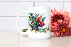 Vibrant Watercolor Bird with Flowers PNG Product Image 2