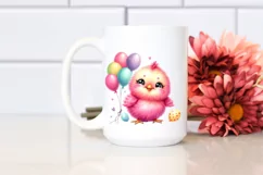 Colorful Baby Chicken With Balloons | Sublimation | Clipart Product Image 2