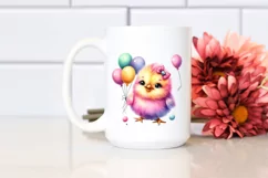 Colorful Baby Chicken With Balloons | Sublimation | Clipart Product Image 2