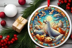 Round Christmas Ornament Sublimation|Clipart Product Image 2